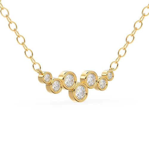 Diamond Necklace / 14k Gold Necklace / Floating Diamonds Necklace / Diamond Bubble Pendant / Birthday Gift for Her / Bezel Diamond Necklace