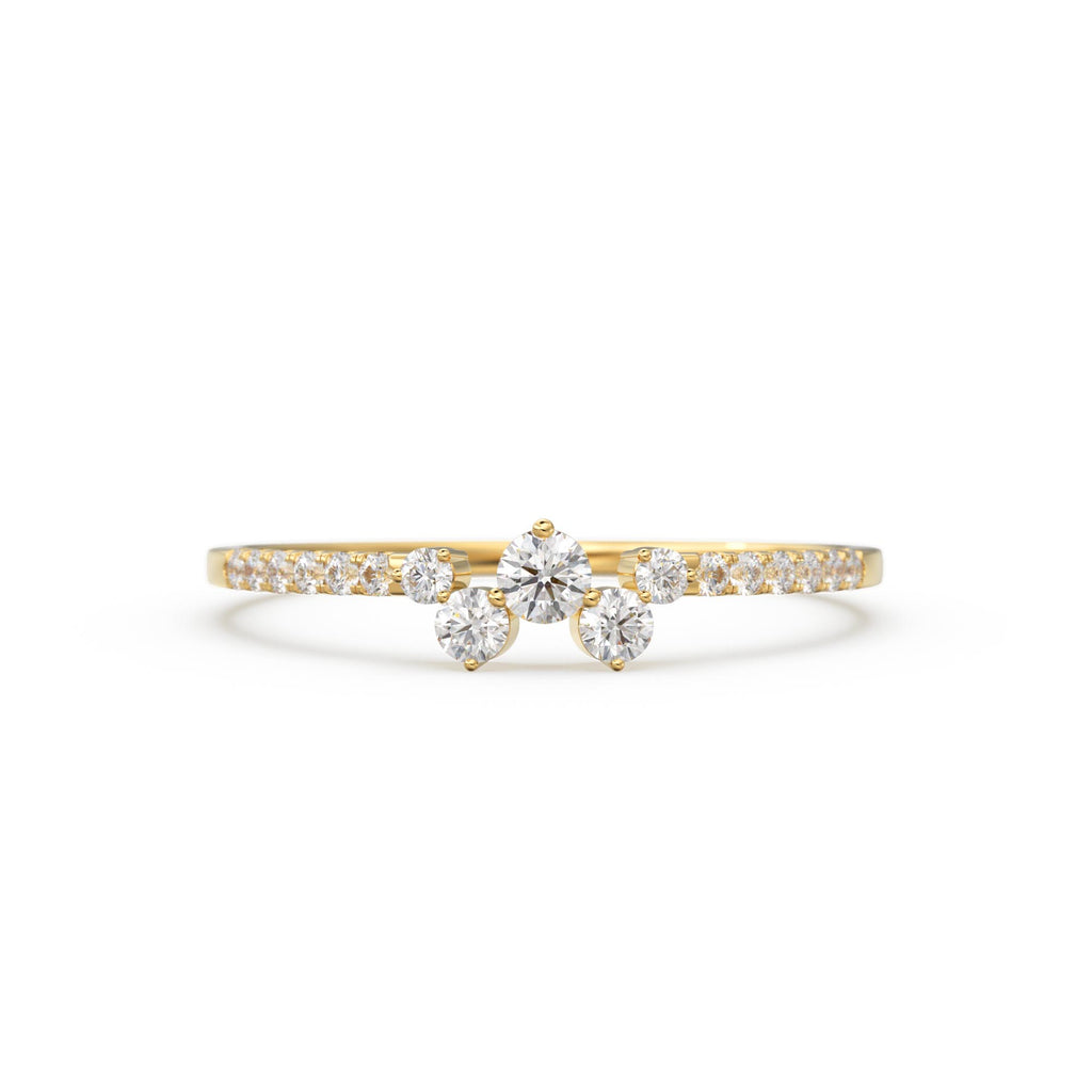 Diamond Ring / 14k Gold Diamond Cluster Ring / Diamond Stackable Ring / Bridal Jewelry / Diamond Wedding Band / Minimalist Jewelry / Gift