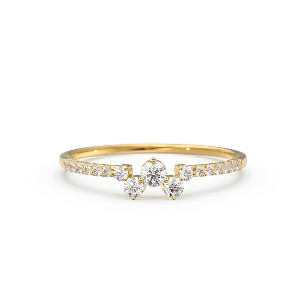 Diamond Ring / 14k Gold Diamond Cluster Ring / Diamond Stackable Ring / Bridal Jewelry / Diamond Wedding Band / Minimalist Jewelry / Gift