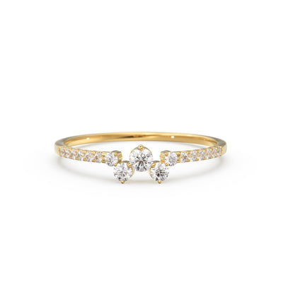 Diamond Ring / 14k Gold Diamond Cluster Ring / Diamond Stackable Ring / Bridal Jewelry / Diamond Wedding Band / Minimalist Jewelry / Gift