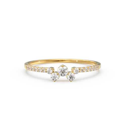 Diamond Ring / 14k Gold Diamond Cluster Ring / Diamond Stackable Ring / Bridal Jewelry / Diamond Wedding Band / Minimalist Jewelry / Gift