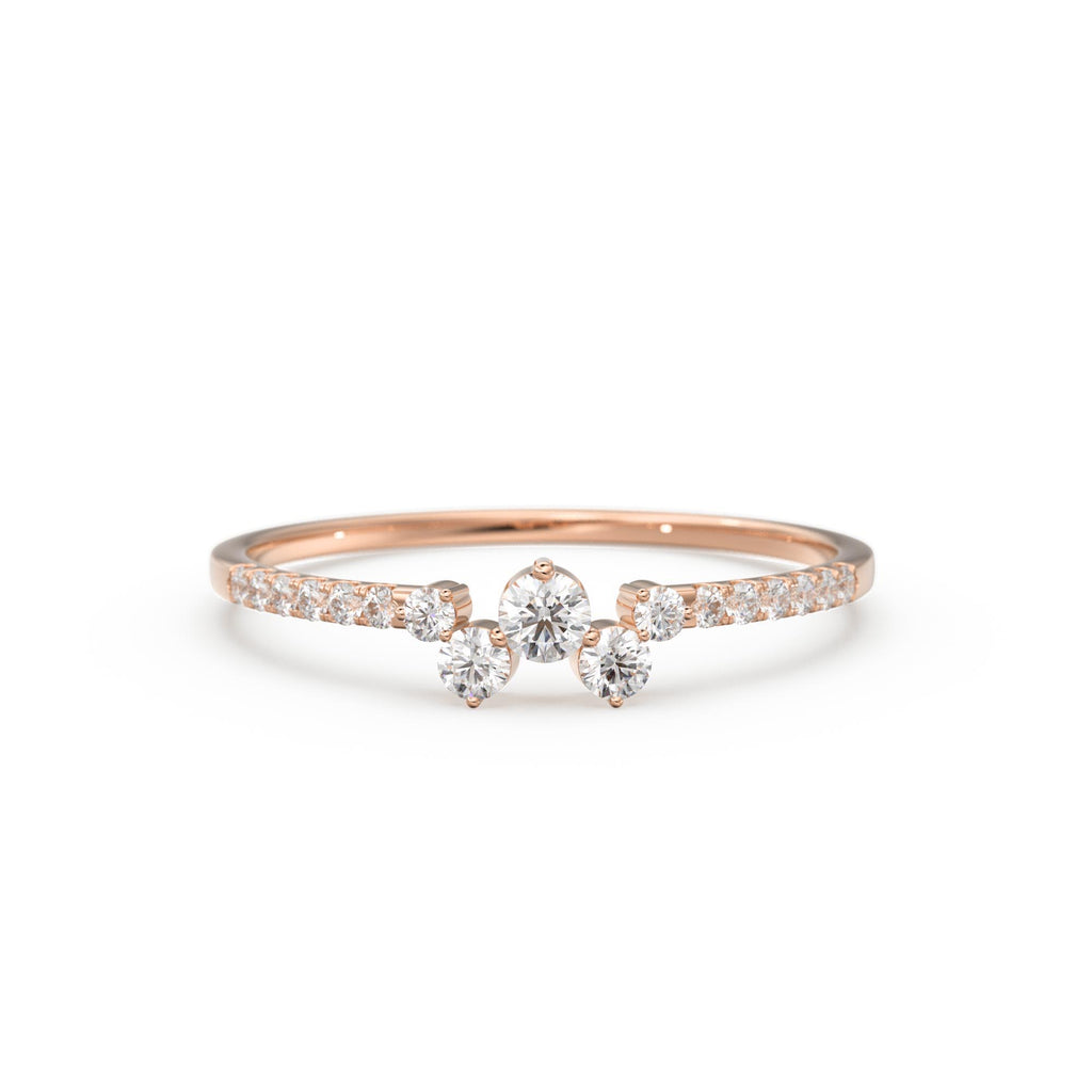 Diamond Ring / 14k Gold Diamond Cluster Ring / Diamond Stackable Ring / Bridal Jewelry / Diamond Wedding Band / Minimalist Jewelry / Gift