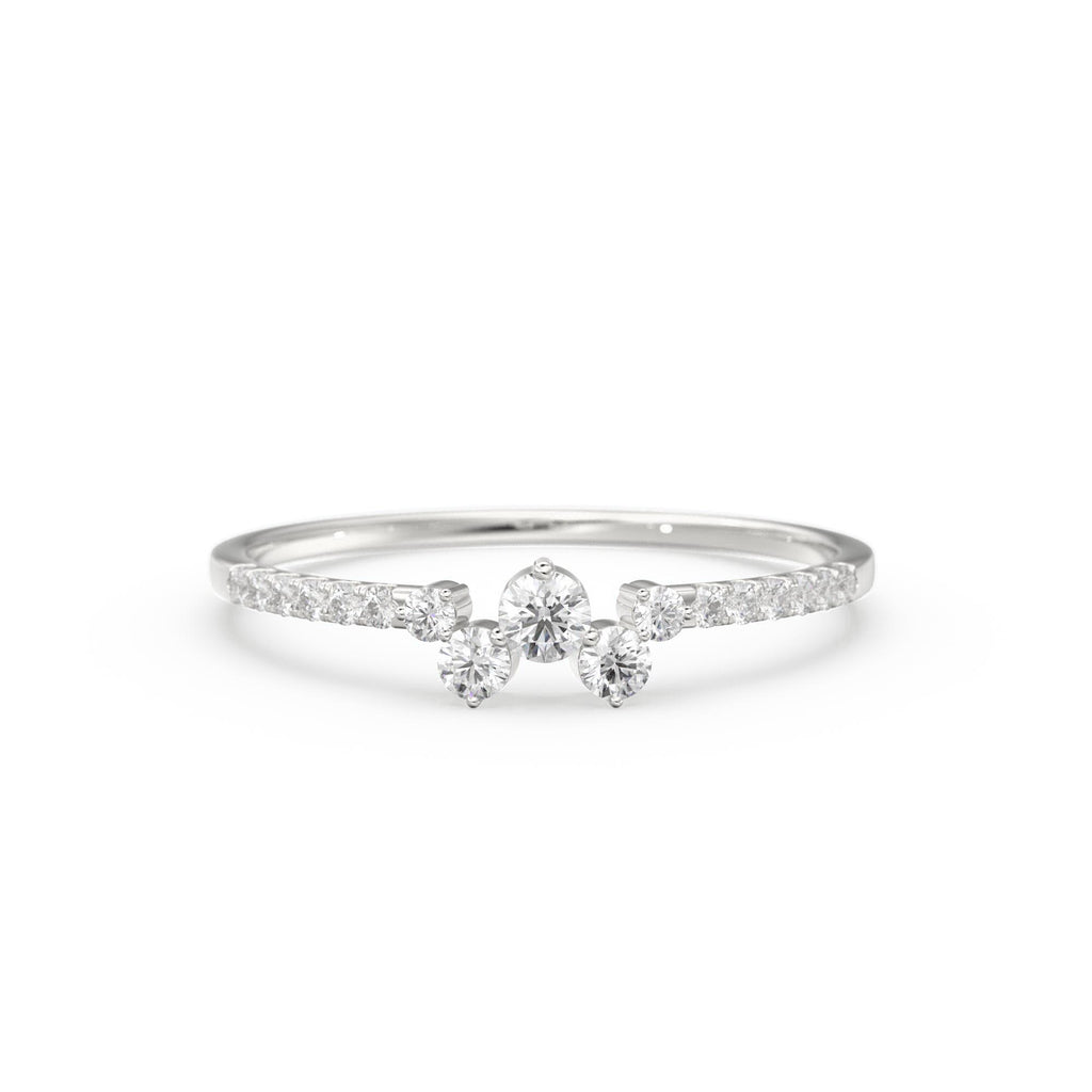 Diamond Ring / 14k Gold Diamond Cluster Ring / Diamond Stackable Ring / Bridal Jewelry / Diamond Wedding Band / Minimalist Jewelry / Gift