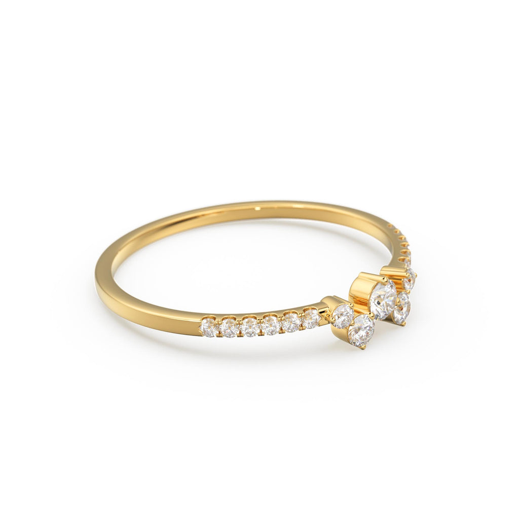 Diamond Ring / 14k Gold Diamond Cluster Ring / Diamond Stackable Ring / Bridal Jewelry / Diamond Wedding Band / Minimalist Jewelry / Gift