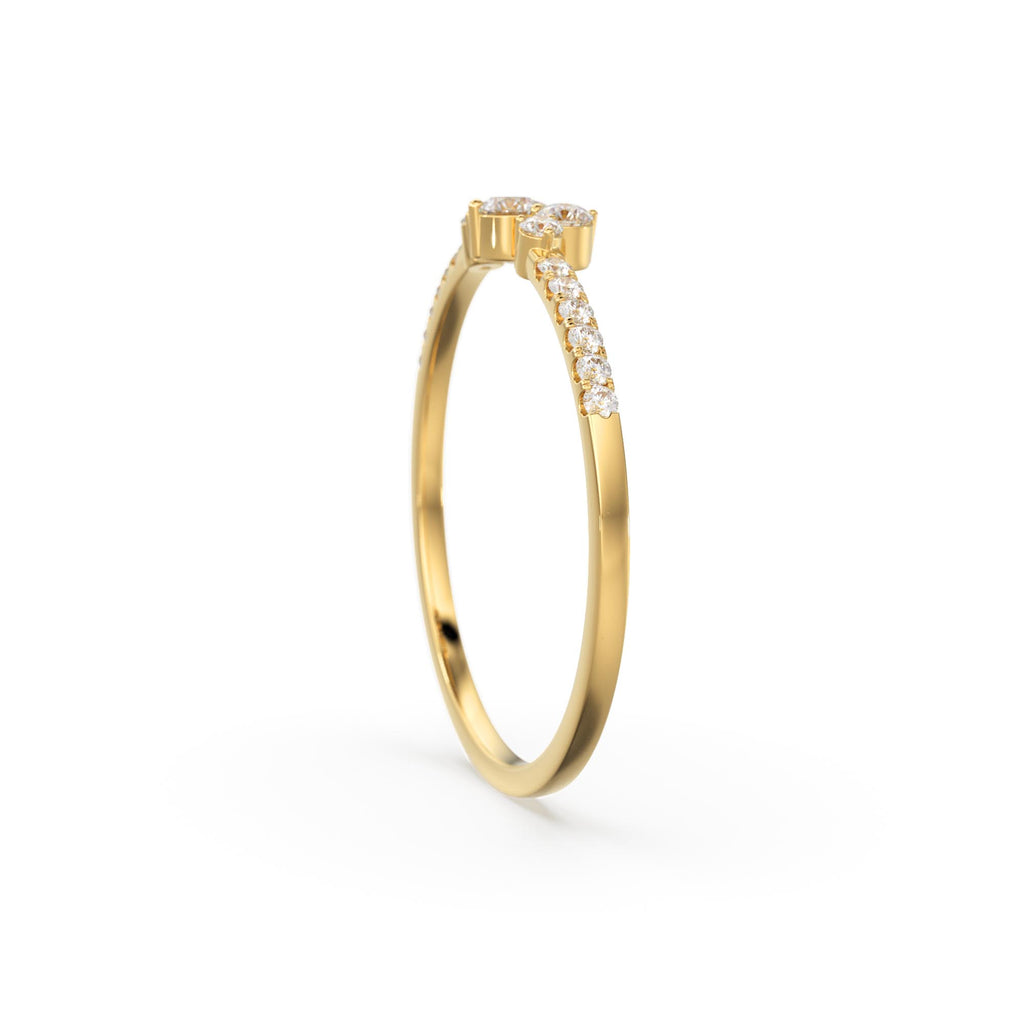 Diamond Ring / 14k Gold Diamond Cluster Ring / Diamond Stackable Ring / Bridal Jewelry / Diamond Wedding Band / Minimalist Jewelry / Gift