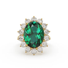 Load image into Gallery viewer, 8.1 CTW Genuine Green Emerald Engagement Ring in 14k Gold / Emerald Diamond Ring Available in Gold Rose Gold White Gold / Gemstone Ring