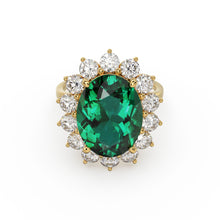 Load image into Gallery viewer, 8.1 CTW Genuine Green Emerald Engagement Ring in 14k Gold / Emerald Diamond Ring Available in Gold Rose Gold White Gold / Gemstone Ring