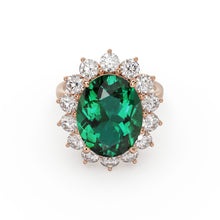Load image into Gallery viewer, 8.1 CTW Genuine Green Emerald Engagement Ring in 14k Gold / Emerald Diamond Ring Available in Gold Rose Gold White Gold / Gemstone Ring
