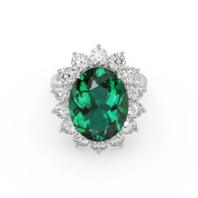 Load image into Gallery viewer, 8.1 CTW Genuine Green Emerald Engagement Ring in 14k Gold / Emerald Diamond Ring Available in Gold Rose Gold White Gold / Gemstone Ring