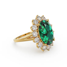 Load image into Gallery viewer, 8.1 CTW Genuine Green Emerald Engagement Ring in 14k Gold / Emerald Diamond Ring Available in Gold Rose Gold White Gold / Gemstone Ring