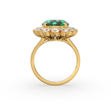 Load image into Gallery viewer, 8.1 CTW Genuine Green Emerald Engagement Ring in 14k Gold / Emerald Diamond Ring Available in Gold Rose Gold White Gold / Gemstone Ring