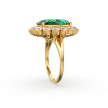 Load image into Gallery viewer, 8.1 CTW Genuine Green Emerald Engagement Ring in 14k Gold / Emerald Diamond Ring Available in Gold Rose Gold White Gold / Gemstone Ring