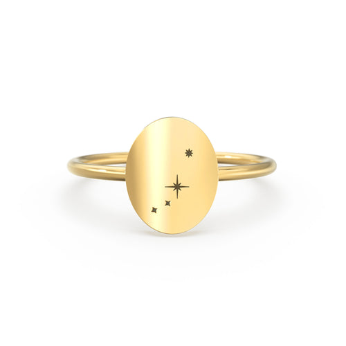Star Signet Ring / 14K Solid Gold / Custom Zodiac Ring / Constellation Ring / Signet Ring / Stackable Star Rings / Personalized Gift for her