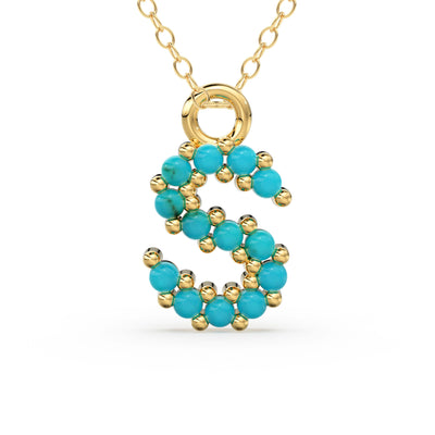 Turquoise Jewelry / Turquoise Necklace / Turquoise Initial Necklace in 14k Gold / Personalized Jewelry / Name Necklace / Letter Necklace