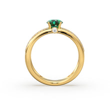 Load image into Gallery viewer, Genuine Green Emerald Engagement Ring in 14k Gold / Emerald Ring Available in Gold Rose Gold / Gemstone Ring / Diamond Emerald Cocktail Ring
