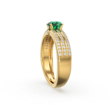 Load image into Gallery viewer, Genuine Green Emerald Engagement Ring in 14k Gold / Emerald Ring Available in Gold Rose Gold / Gemstone Ring / Diamond Emerald Cocktail Ring