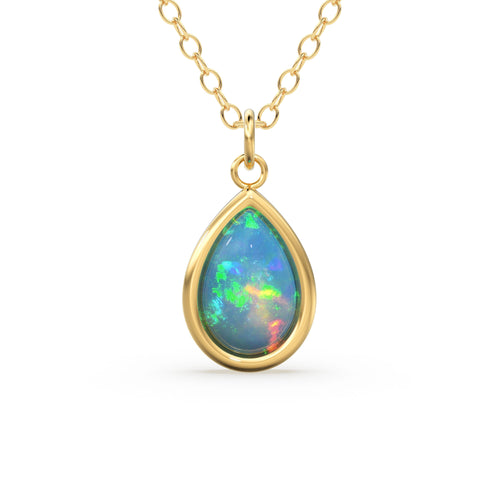 Opal 14k Gold Necklace / Teardrop Opal Necklace / Small Opal Necklace / Opal Jewelry / Dainty Necklace / Minimalist Jewelry / Gift for her