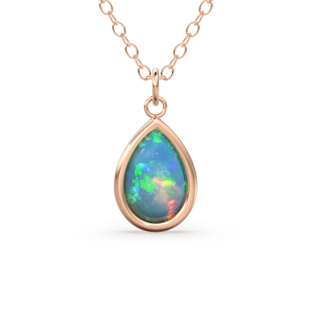 Opal 14k Gold Necklace / Teardrop Opal Necklace / Small Opal Necklace / Opal Jewelry / Dainty Necklace / Minimalist Jewelry / Gift for her