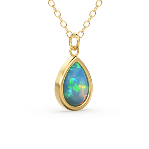 Opal 14k Gold Necklace / Teardrop Opal Necklace / Small Opal Necklace / Opal Jewelry / Dainty Necklace / Minimalist Jewelry / Gift for her