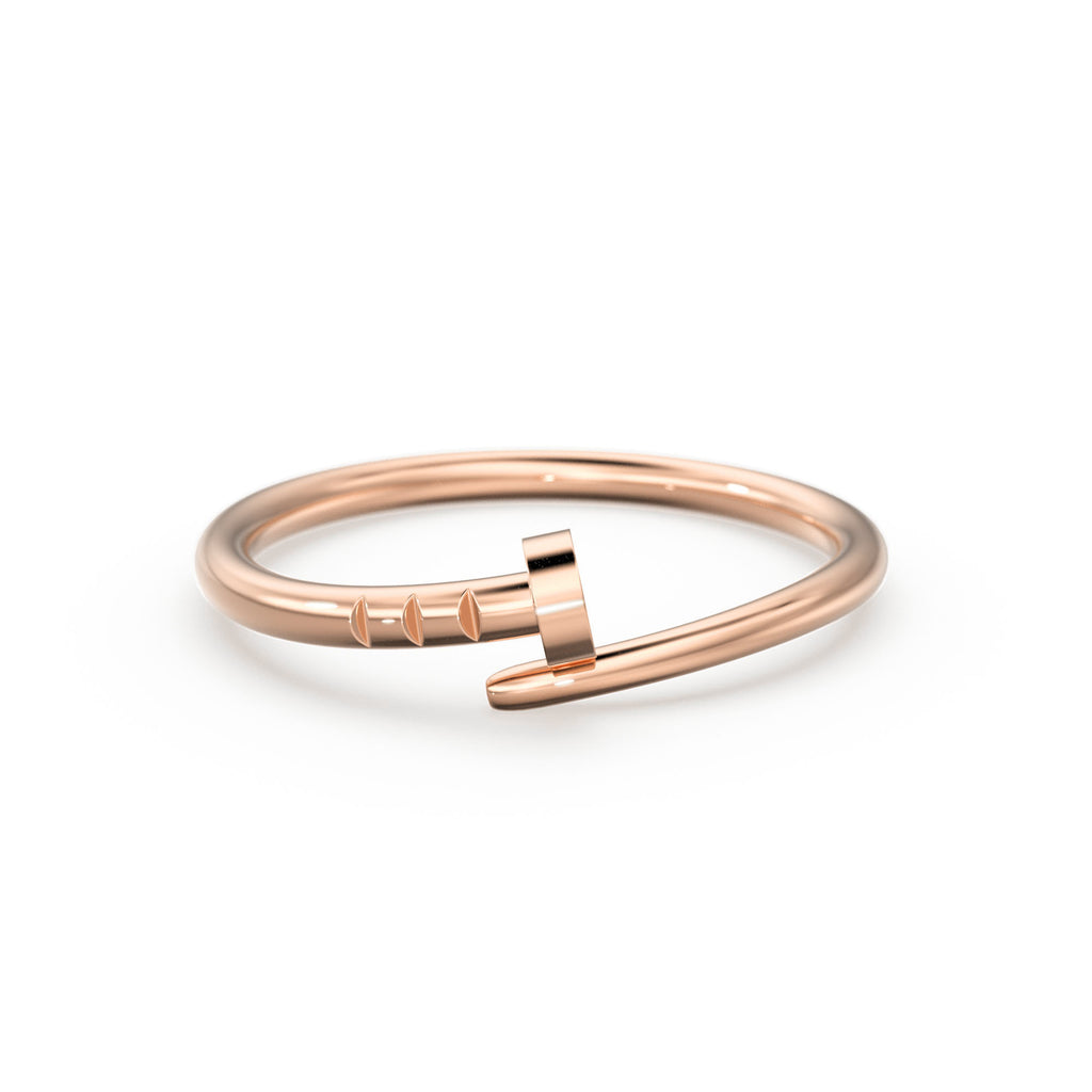 Spiral Nail Ring / 14k Gold Spiral Nail Screw Minimalist Ring / Open Nail Ring / Promise Best Friends Ring / Construction Rose Gold Ring