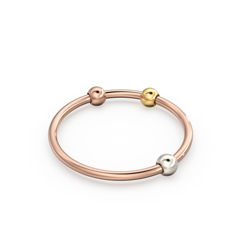 Playful Bead Stacking Ring / 14k Gold Spinning Ring / Anxiety Ring / Dainty Gold Ring / Thin Stacking Ring / Tiny Gold Ring / Abacus Ring