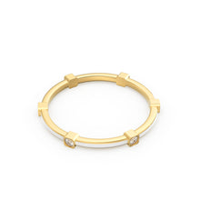 Load image into Gallery viewer, Diamond White Enamel Ring in 14k Gold / White Enamel Handmade Ring / Designer Gemstone Ring / Diamond Enamel Band/ Minimalist Round Cut Ring