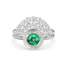 Load image into Gallery viewer, Bohemian Emerald Wedding Ring Set, Emerald Solitaire Ring with Emerald Lab Diamond Curved Band, Green Engagement Ring