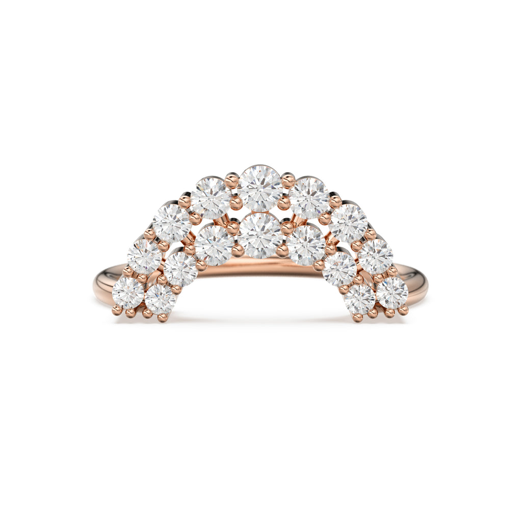 Bohemian Emerald Wedding Ring Set, Emerald Solitaire Ring with Emerald Lab Diamond Curved Band, Green Engagement Ring