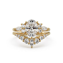 Load image into Gallery viewer, 1ct Oval Lab diamond ring set, White Gold Diamond Engagement Ring Set, Floral Marquise Diamond Ring