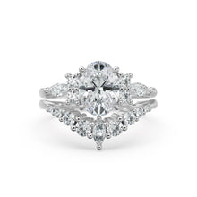 Load image into Gallery viewer, 1ct Oval Lab diamond ring set, White Gold Diamond Engagement Ring Set, Floral Marquise Diamond Ring
