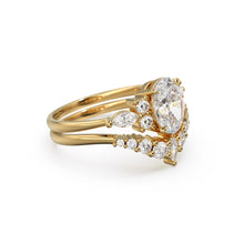 Load image into Gallery viewer, 1ct Oval Lab diamond ring set, White Gold Diamond Engagement Ring Set, Floral Marquise Diamond Ring