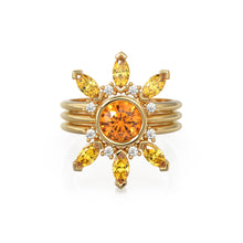 Load image into Gallery viewer, Yellow Sapphire Gold Ring, Lab Diamond Set, Butterfly Engagement Ring, Unique Sun Set, Alternative Wedding Set