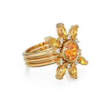 Load image into Gallery viewer, Yellow Sapphire Gold Ring, Lab Diamond Set, Butterfly Engagement Ring, Unique Sun Set, Alternative Wedding Set