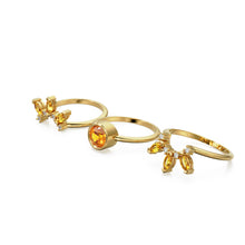 Load image into Gallery viewer, Yellow Sapphire Gold Ring, Lab Diamond Set, Butterfly Engagement Ring, Unique Sun Set, Alternative Wedding Set