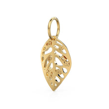 Load image into Gallery viewer, Dainty Gold Monstera Leaf Charms Pendant, 21mm Long Leaf charm, Diamond Gold Charms, Textured Gold Necklace Charm, Gold Charms for Bracelet - Jalvi &amp; Co.