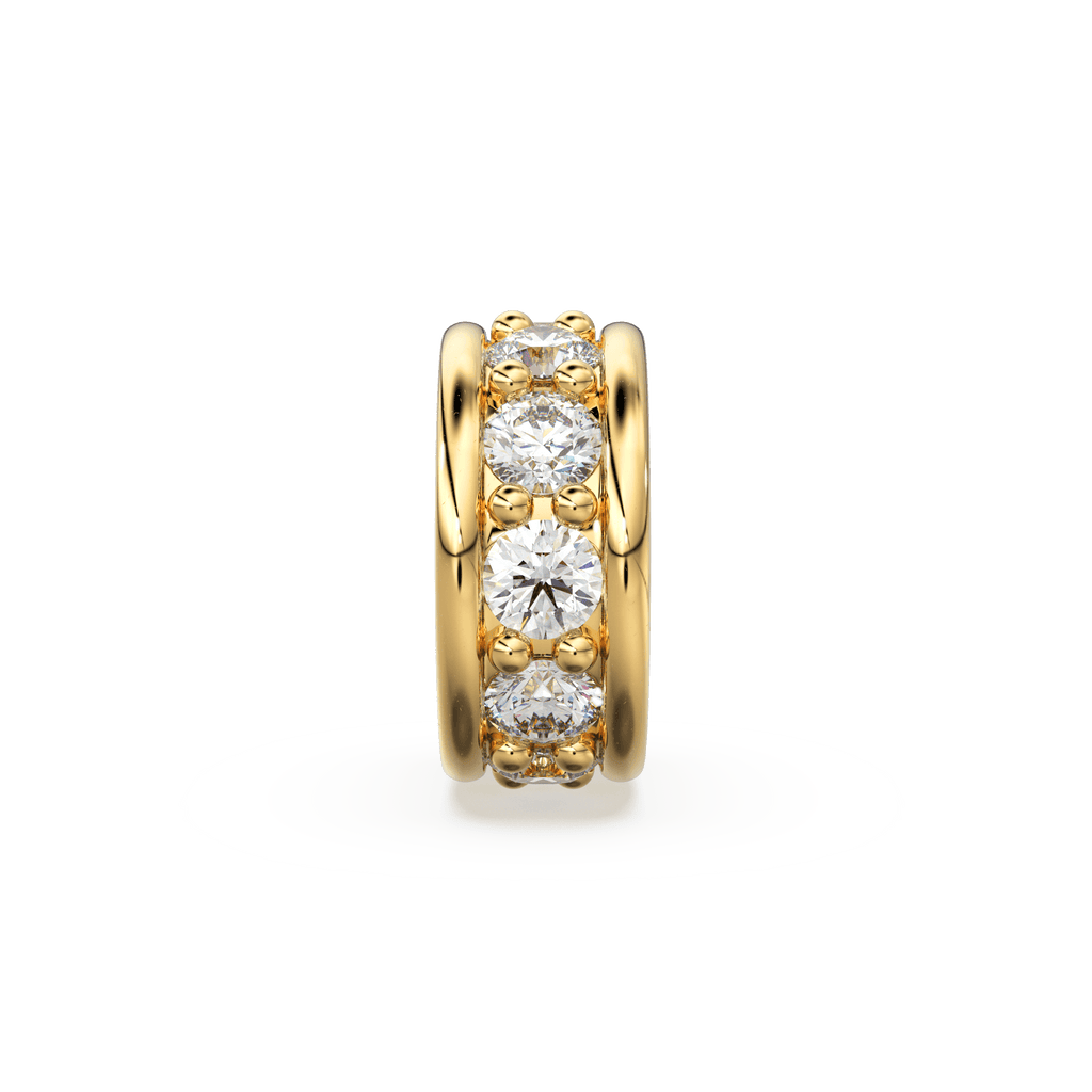 Diamond Eternity Wheel 14k Solid Gold Rondelle Spacer Finding Bead, Diamond Spacer, Diamond Finding, Solid Gold Bead, 6mm 8mm 10mm - Jalvi & Co.