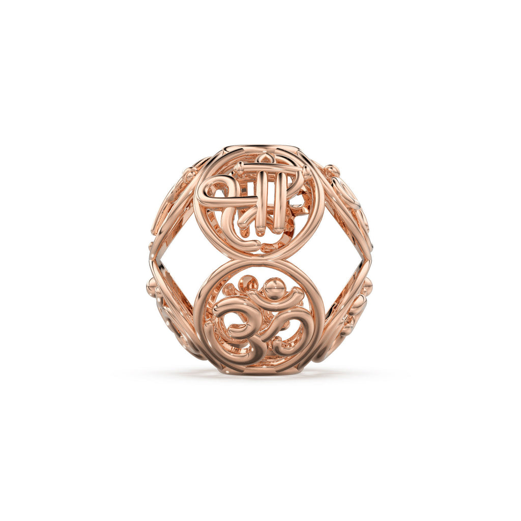 Shree Om Designer Solid Gold 14k 18k Handmade Gold Spacer Bead Jewelry Making Supply 6mm 8mm 10mm