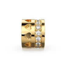 Load image into Gallery viewer, Heart Real Diamond 18k Solid Gold Eternity Rondelle Wheel Spacer Handmade Beads - Jalvi &amp; Co.