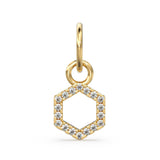 Hexagon Diamond Geometric Charm Pendant / 14k 18k Real Solid Gold Pendant / Polygon Diamond Pendant / French Micro Pave Diamond Charm