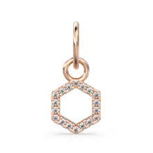 Load image into Gallery viewer, Hexagon Diamond Geometric Charm Pendant / 14k 18k Real Solid Gold Pendant / Polygon Diamond Pendant / French Micro Pave Diamond Charm - Jalvi &amp; Co.