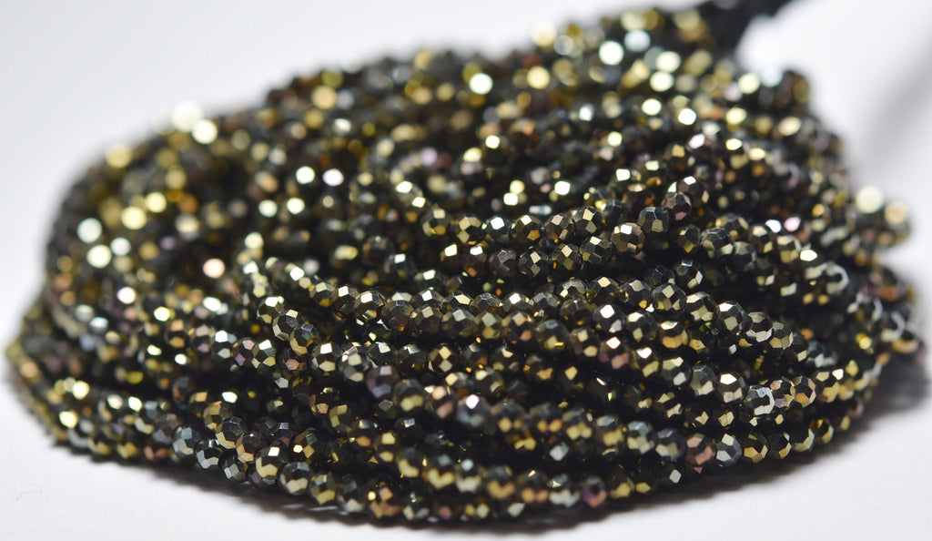 13 Inches Strand, Golden Mystic Spinel Micro Faceted Rondelles, Size 3mm