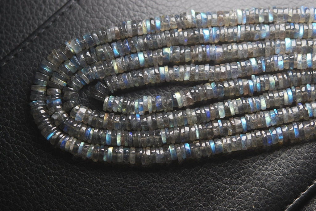2 Strands 14 Inches Strand, Finest Quality,Blue Flashy Labradorite Smooth Buttons Beads, 5-6mm Large