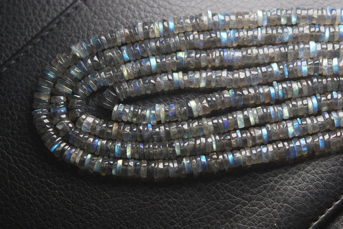 2 Strands 14 Inches Strand, Finest Quality,Blue Flashy Labradorite Smooth Buttons Beads, 5-6mm Large