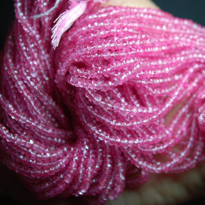 2 Strands Natural Pink Mystic Topaz Faceted Rondelle Gemstone Beads 3.5mm 13inches