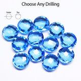 Swiss Blue Topaz Quartz Faceted Coin Beads Matching Pair 24pcs 8mm