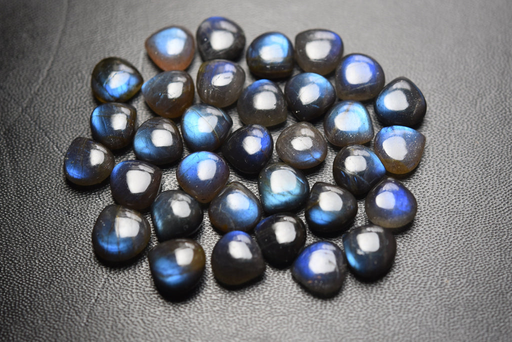 10 Pcs,Superb-Finest Quality,Gold Flashy Labradorite Smooth Heart Shape Briolettes,8.5-9mm size