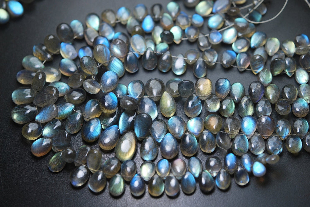10 Pcs,Superb-Finest Quality,Gold Flashy Labradorite Smooth Pear Shape Briolettes,12mm size