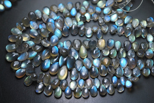 10 Pcs,Superb-Finest Quality,Gold Flashy Labradorite Smooth Pear Shape Briolettes,12mm size