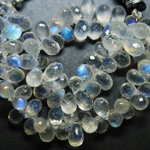Load image into Gallery viewer, AA Blue Rainbow Moonstone Faceted Tear Drops Shape Briolettes, 7mm 8mm
