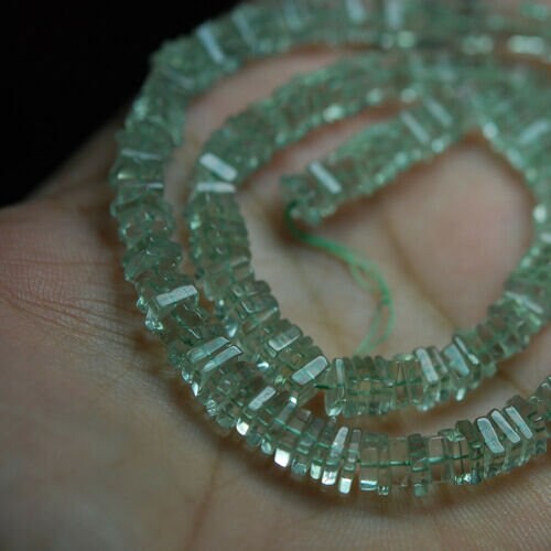 Green Amethyst Smooth Heishi Cube Square Gemstone Loose Spacer Beads 16